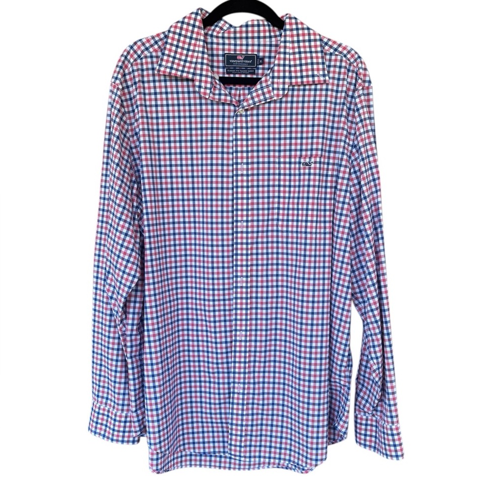 Vineyard Vines Performance Check Stretch Button D… - image 1